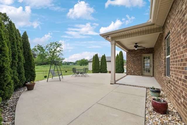 view of patio with a ceiling fan