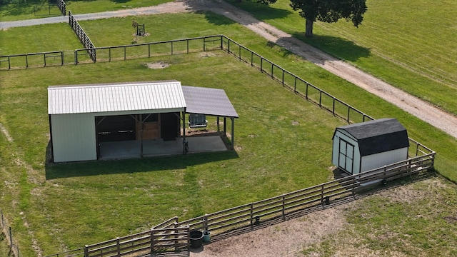 aerial view with a rural view
