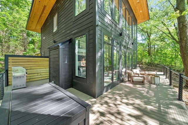 deck featuring grilling area