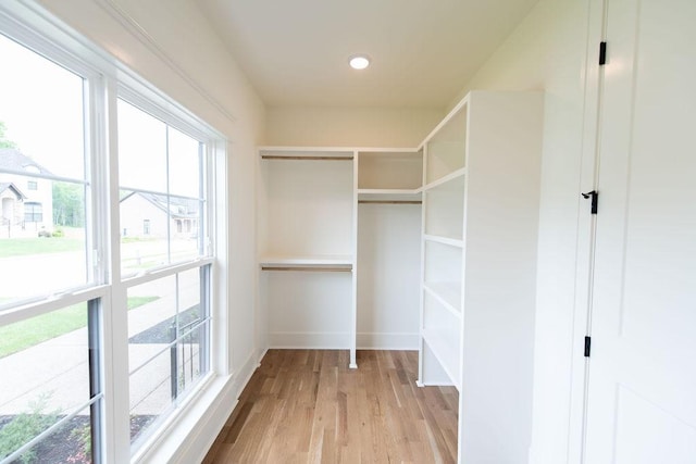 walk in closet featuring light wood-style flooring