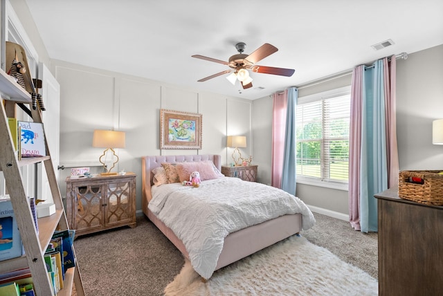 1005 Felts Dr, Clarksville, TN 37043 - carpeted bedroom with baseboards, ceiling fan, and visible vents