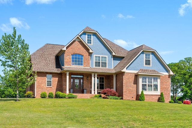 1005 Felts Dr, Clarksville, TN 37043 - craftsman inspired home with a porch, brick siding, a shingled roof, and a front lawn