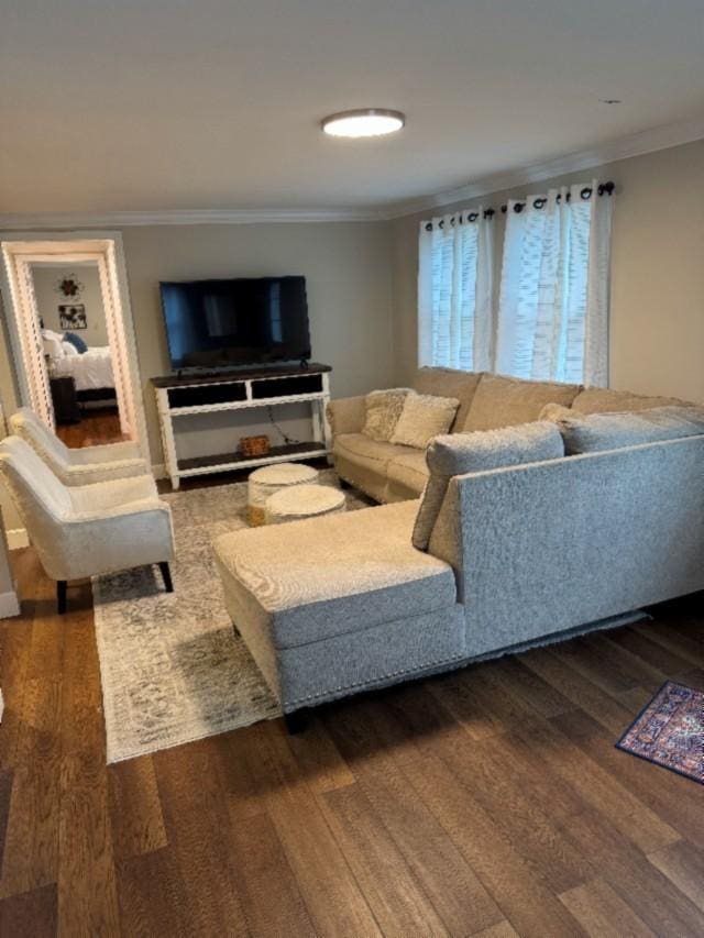 500 Brown St, Celina, TN 38551 - living room with wood finished floors and crown molding