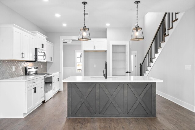 603 Summerfield, Clarksville, TN 37040 - kitchen with a sink, appliances with stainless steel finishes, dark wood-style flooring, and white cabinetry
