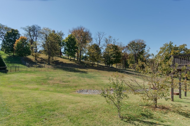 view of yard featuring fence