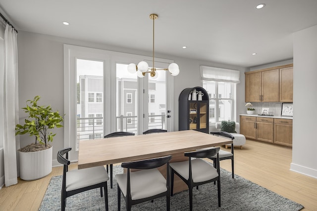 717 41st Ave N, Nashville, TN 37209 - dining area featuring light wood finished floors, recessed lighting, and a chandelier