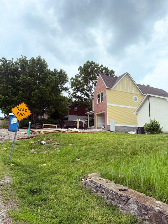 view of yard with an attached garage