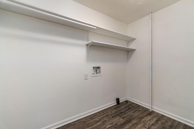 584 Lancaster Hwy, Hickman, TN 38567 - laundry area featuring baseboards, laundry area, washer hookup, and dark wood-type flooring