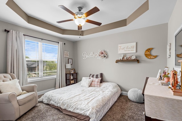 1132 Upland Ter, Clarksville, TN 37043 - bedroom with baseboards, ceiling fan, carpet floors, and a raised ceiling