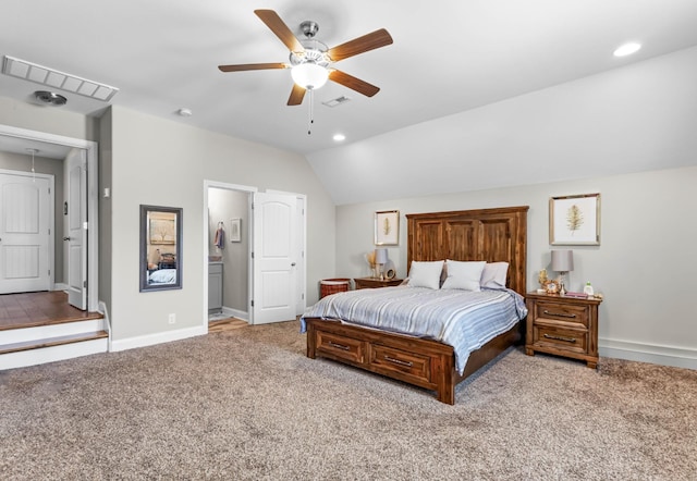 1132 Upland Ter, Clarksville, TN 37043 - carpeted bedroom with baseboards, recessed lighting, lofted ceiling, and visible vents