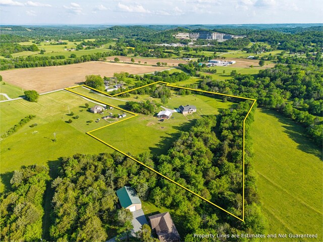 bird's eye view featuring a rural view