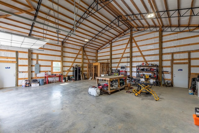 garage featuring a workshop area