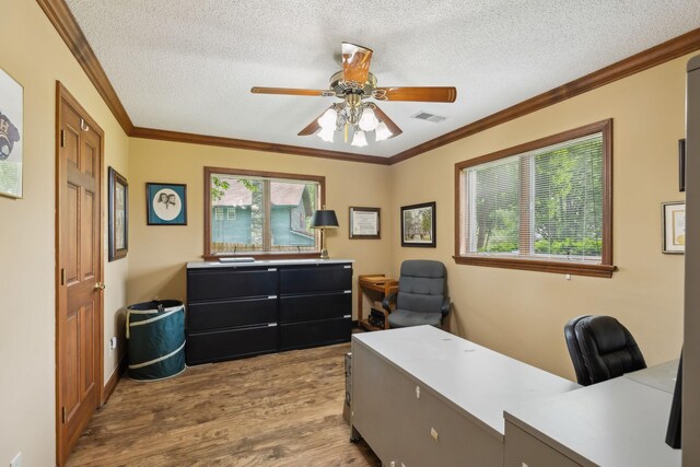 1314 Huntington Dr, Columbia, TN 38401 - office space featuring visible vents, plenty of natural light, ceiling fan, and wood finished floors