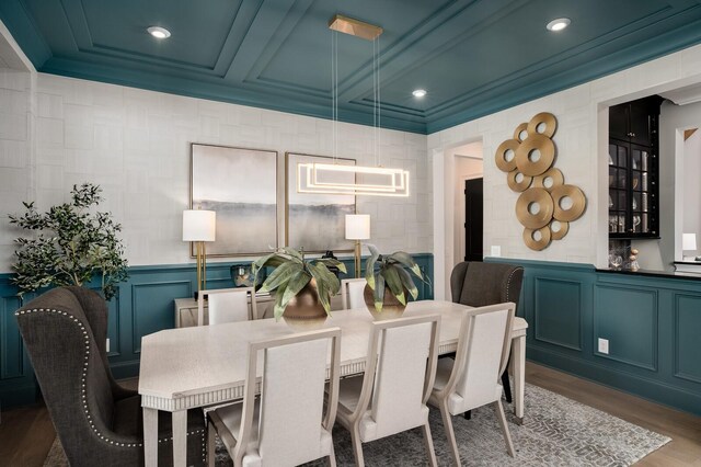 7258 Murrel Dr, Franklin, TN 37064 - dining room with a decorative wall, recessed lighting, and wood finished floors