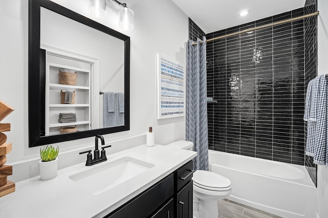7258 Murrel Dr, Franklin, TN 37064 - bathroom featuring vanity, toilet, and shower / bath combination with curtain