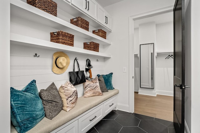 7258 Murrel Dr, Franklin, TN 37064 - mudroom with dark tile patterned floors and baseboards