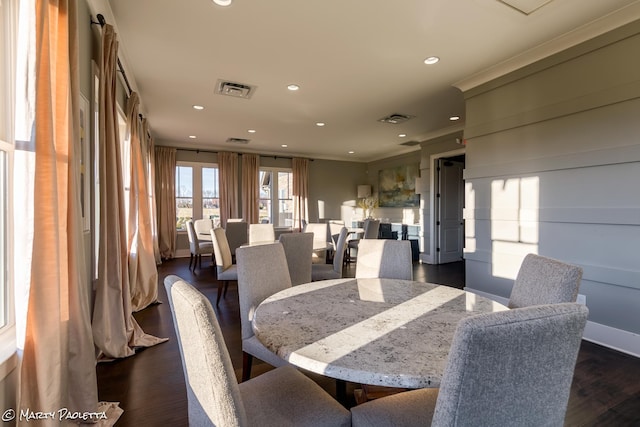 152 Salton Ln, Spring Hill, TN 37174 - dining space featuring recessed lighting, dark wood-style floors, and visible vents