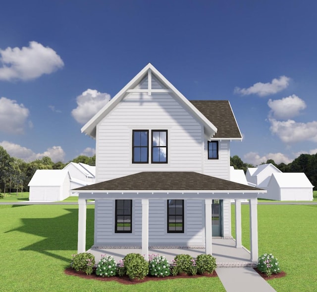 152 Salton Ln, Spring Hill, TN 37174 - exterior space with a lawn, covered porch, and a shingled roof