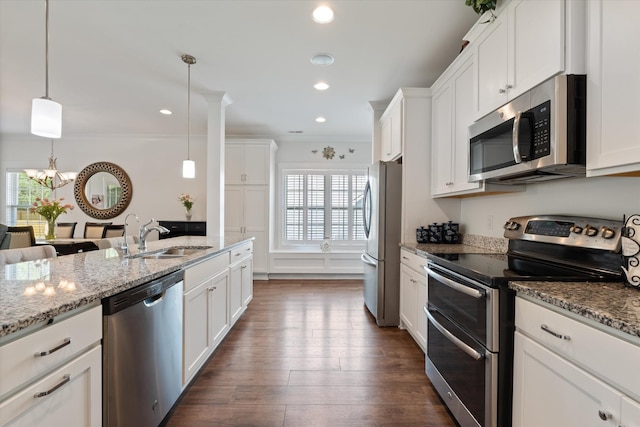206 Hart Ln, Lebanon, TN 37087 - kitchen featuring light stone counters, a sink, white cabinetry, and stainless steel appliances