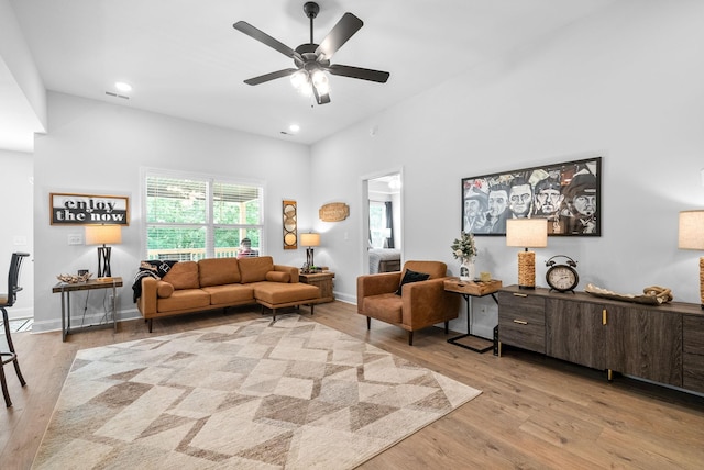 532 Herman Dr, Clarksville, TN 37042 - living room with light wood finished floors, a ceiling fan, recessed lighting, and baseboards