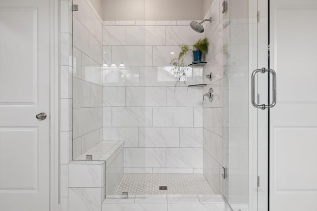 bathroom with a stall shower
