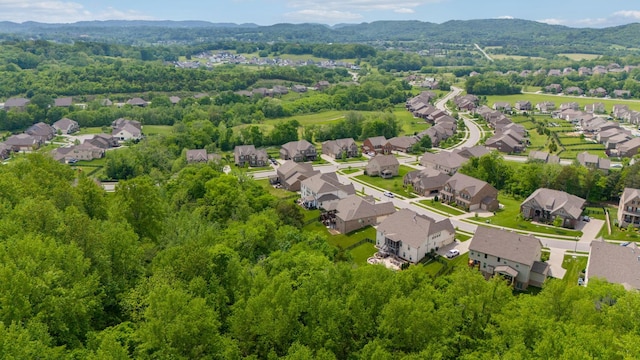 aerial view featuring a residential view and a mountain view
