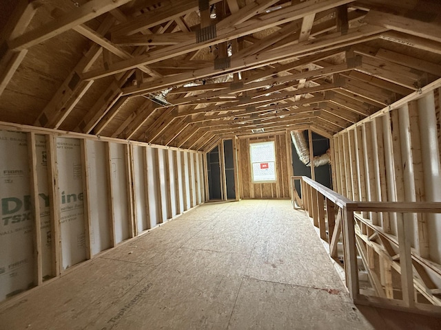 view of unfinished attic