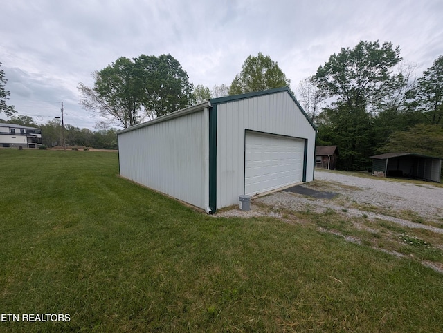view of detached garage