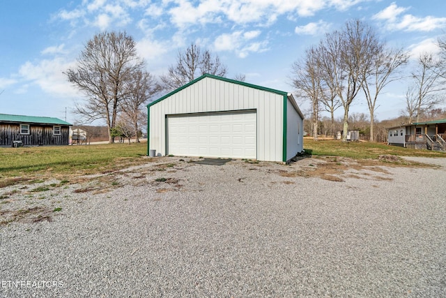 view of detached garage