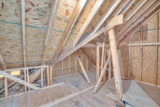 view of unfinished attic