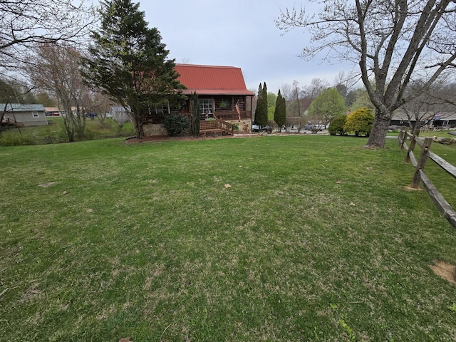 view of yard featuring stairway