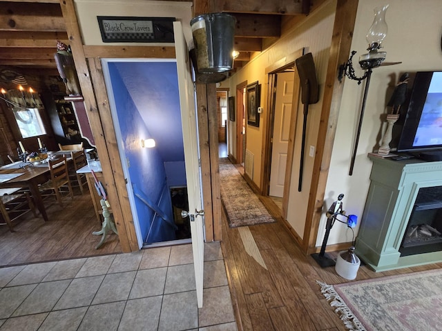 hallway with wood finished floors