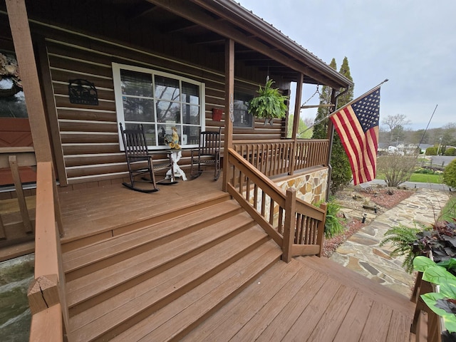 deck with a porch