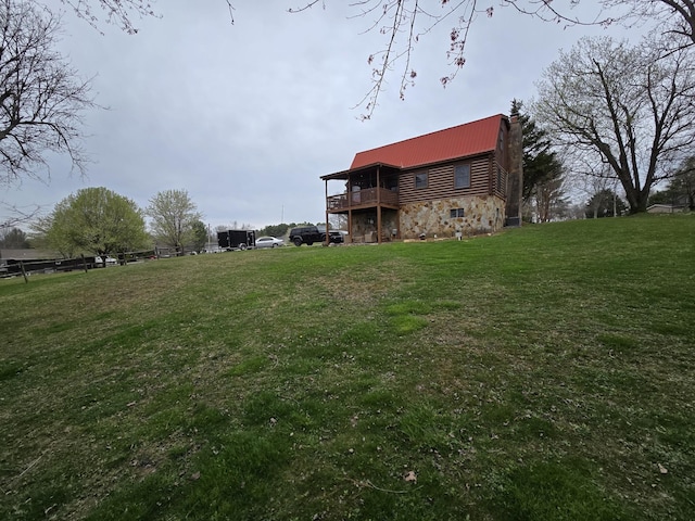 view of yard featuring a wooden deck