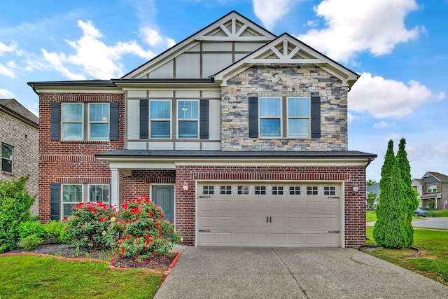 4284 Stone Hall Blvd, Hermitage, TN 37076 - view of front facade with concrete driveway, brick siding, and an attached garage