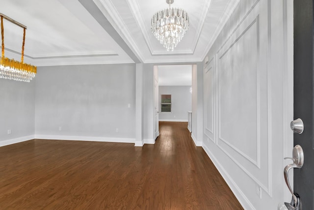 4284 Stone Hall Blvd, Hermitage, TN 37076 - entryway featuring dark wood-type flooring, baseboards, a tray ceiling, and a chandelier