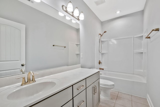 4284 Stone Hall Blvd, Hermitage, TN 37076 - bathroom with tile patterned flooring, vanity, toilet, shower / bathing tub combination, and visible vents