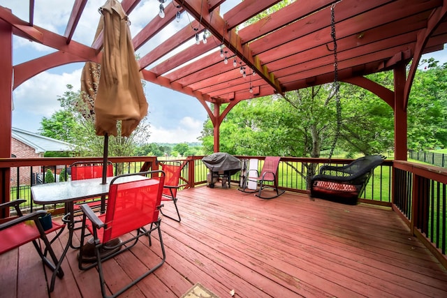 116 N Wynridge Way, Goodlettsville, TN 37072 - deck featuring outdoor dining area, a pergola, and a grill