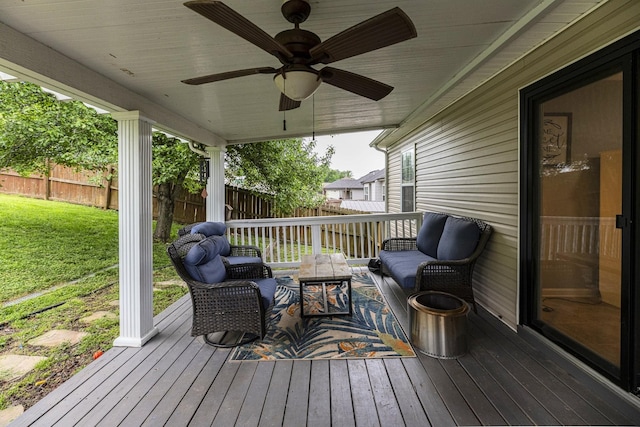1137 Stillwood Dr, Clarksville, TN 37042 - deck with a ceiling fan and outdoor lounge area