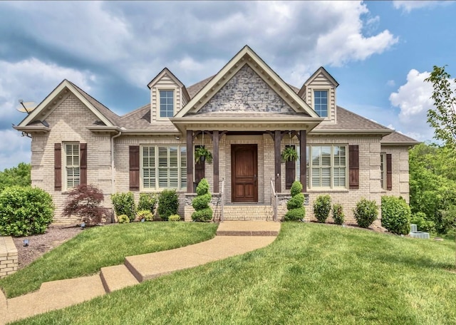 7008 Grackle Ct, Spring Hill, TN 37174 - view of front of home with brick siding, a shingled roof, and a front yard