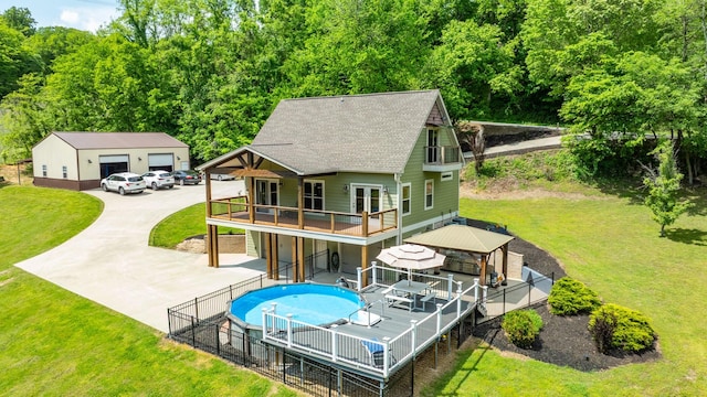 1545 Gravel Hill Rd, Columbia, TN 38401 - rear view of house featuring a gazebo, a lawn, fence, and a wooden deck