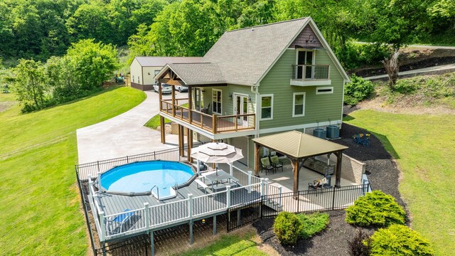 1545 Gravel Hill Rd, Columbia, TN 38401 - rear view of house with fence, a gazebo, a yard, and a balcony