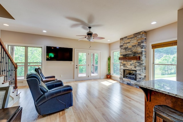 1545 Gravel Hill Rd, Columbia, TN 38401 - living room with a ceiling fan, plenty of natural light, and stairway
