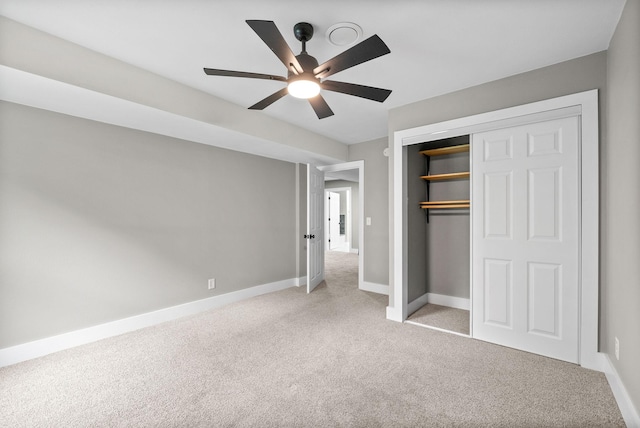77 Deepwood Est, Cadiz, KY 42211 - unfurnished bedroom with baseboards, ceiling fan, light carpet, and a closet