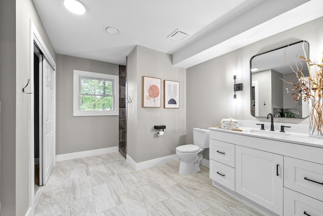 77 Deepwood Est, Cadiz, KY 42211 - full bathroom featuring toilet, baseboards, marble finish floor, and vanity