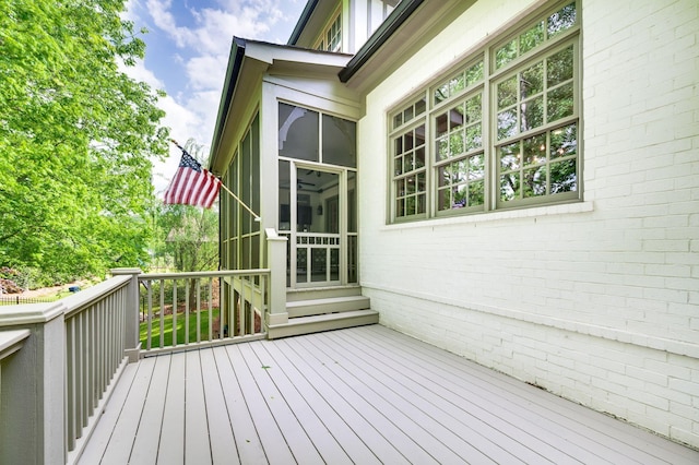 6553 Stableford Ln, Franklin, TN 37069 - wooden deck featuring a sunroom