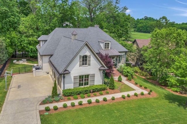6553 Stableford Ln, Franklin, TN 37069 - view of front of home with driveway, a front yard, roof with shingles, a gate, and fence
