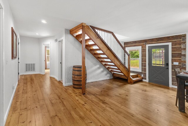 3124 Southall Rd, Franklin, TN 37064 - foyer featuring stairway, light wood-type flooring, baseboards, and recessed lighting