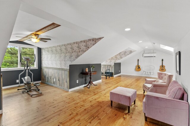 3124 Southall Rd, Franklin, TN 37064 - living room with vaulted ceiling, hardwood / wood-style flooring, baseboards, a ceiling fan, and recessed lighting