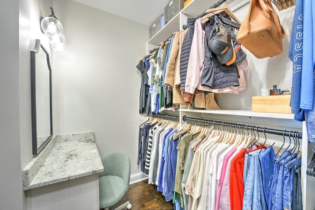 spacious closet with wood finished floors